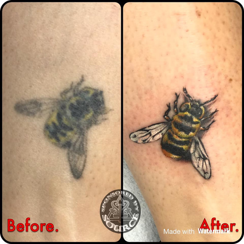 bee tattoo fix up by mike Thompson hill