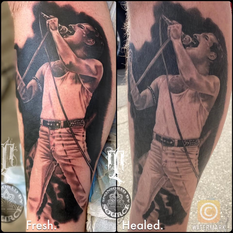 Freddie mercury tattoo by mike Thompson hill