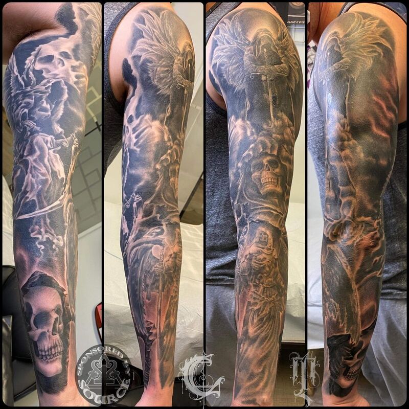 angel and reaper  death sleeve by mike Thompson hill