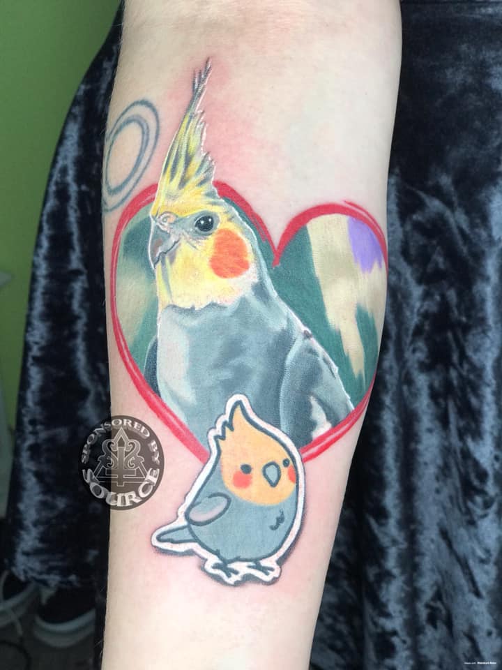 bird and bird sticker tattoo by mike Thompson hill