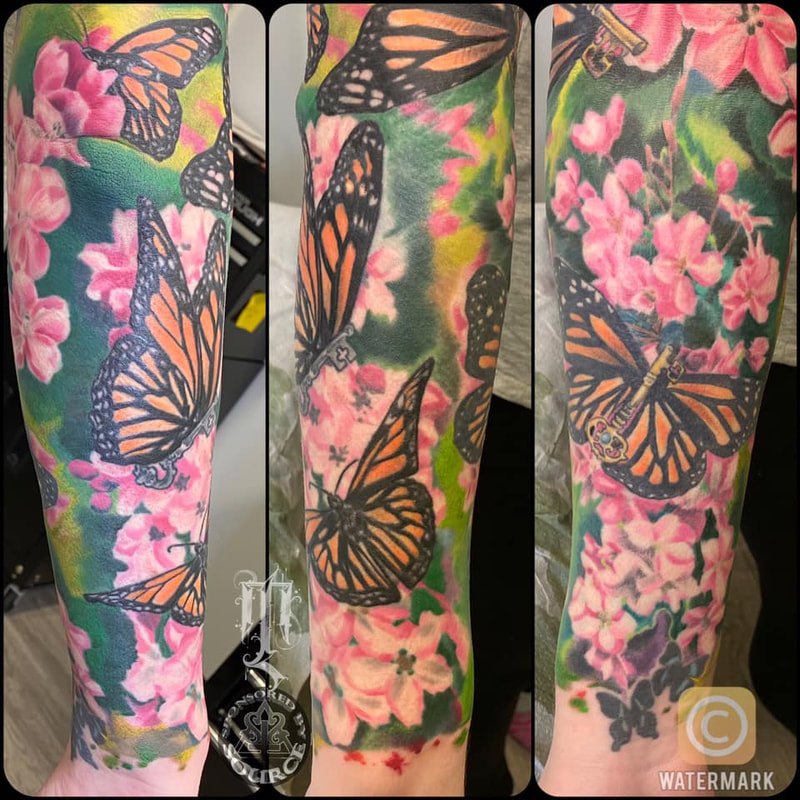 monarch butterfly Tattoo by Mike Thompson Hill Cataclysm tattoo studio 