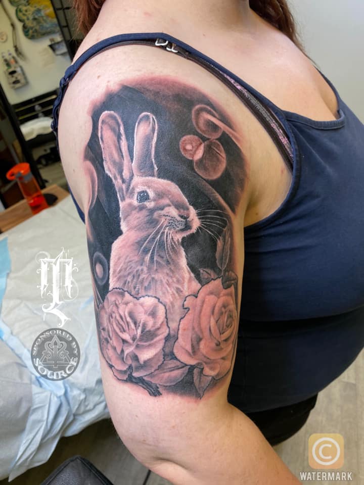 realistic rabbit tattoo