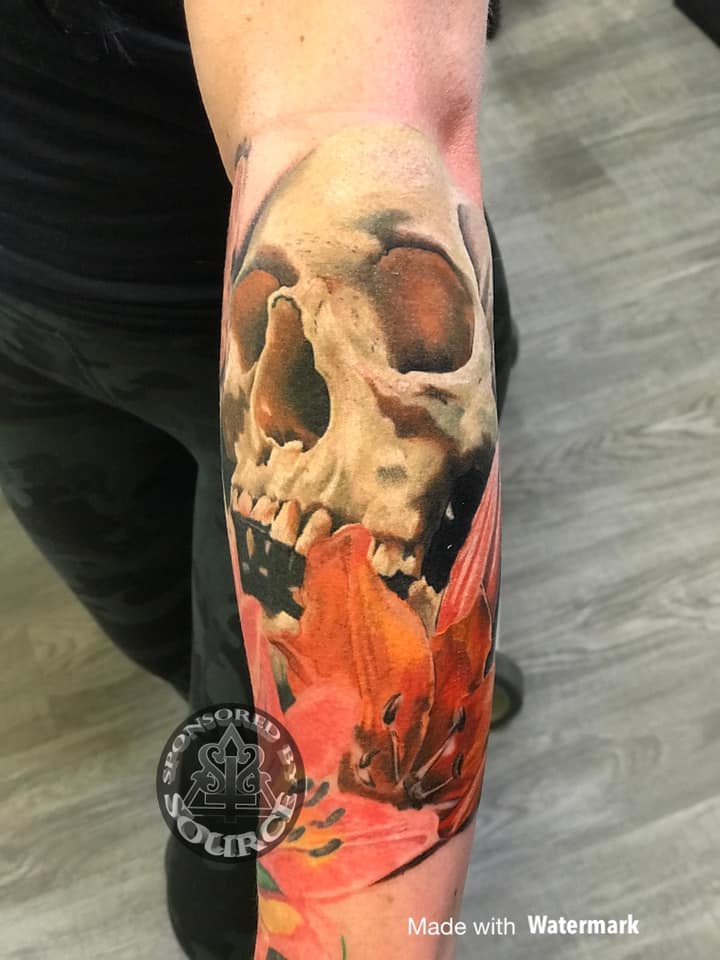 realistic skull tattoo